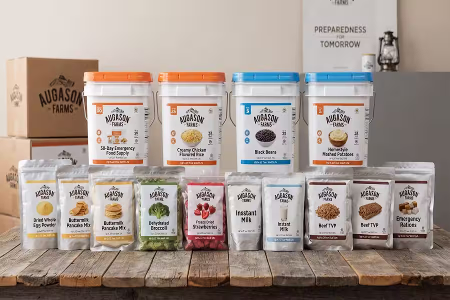 Comparison of popular Augason Farms emergency food kits and buckets