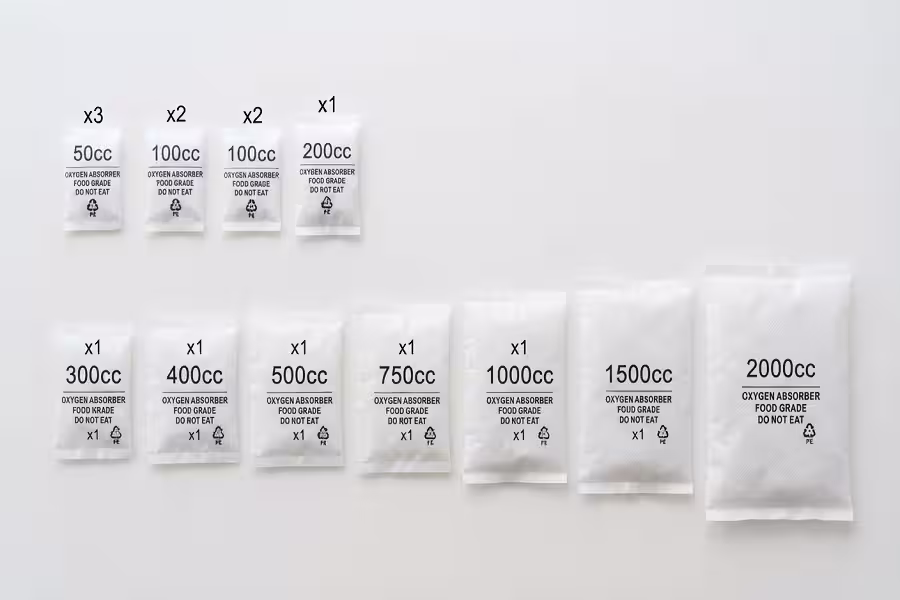 Different Sizes of Oxygen Absorbers Packets