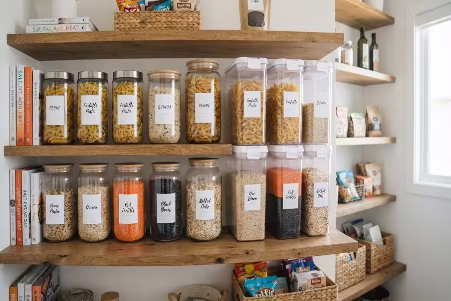 Comparison of plastic and glass airtight containers for pantry storage