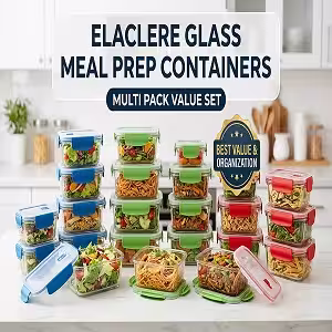 Elaclere glass meal prep containers multi pack value set